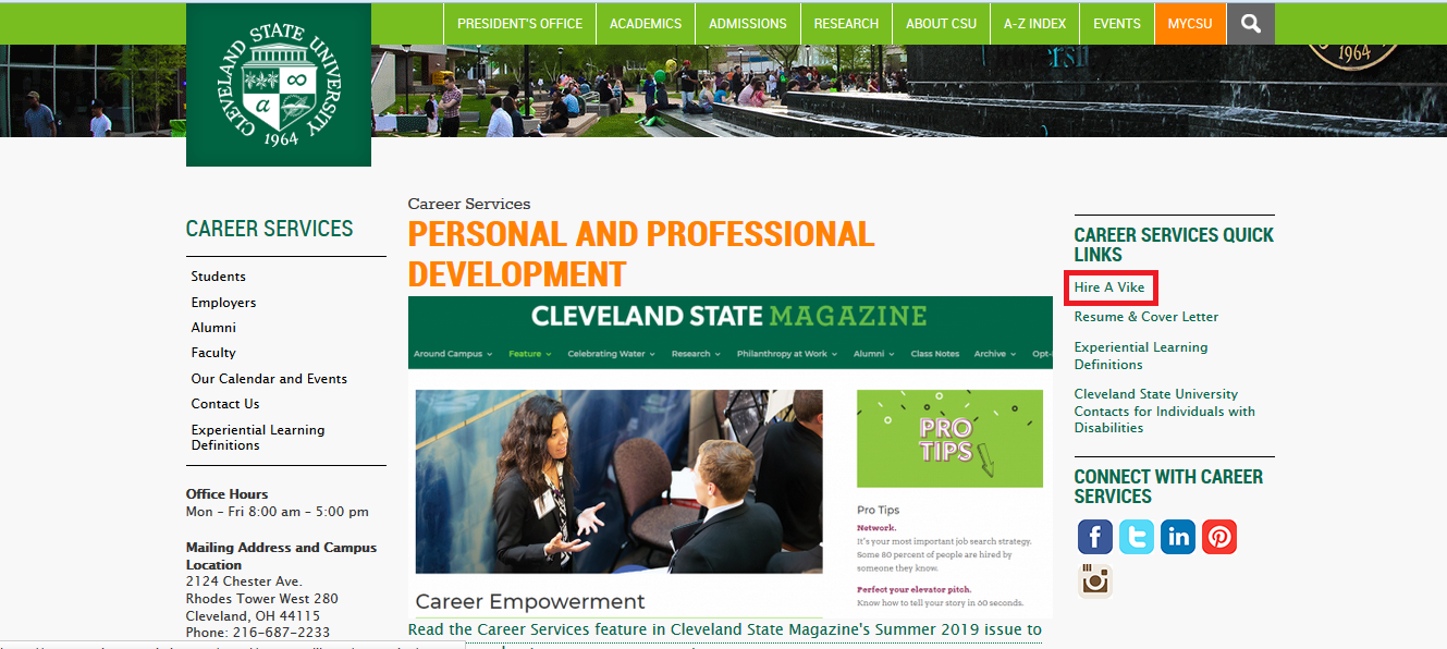 Find A Job Hire A Vike Cleveland State University
